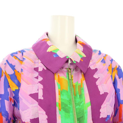 CHANEL 17AW Shirt Dress Short Sleeve Long Full Zip Silk 34 Pink P56444v42613 KH