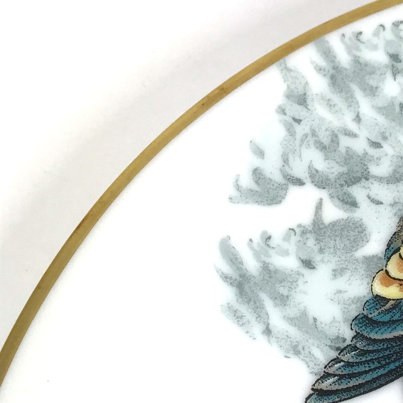HERMES Plate Equator Sketch 27cm (10.63in) Bird Pottery White