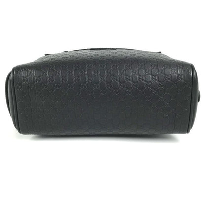 GUCCI Second Bag GG Logo 419775 Shima Leather Black