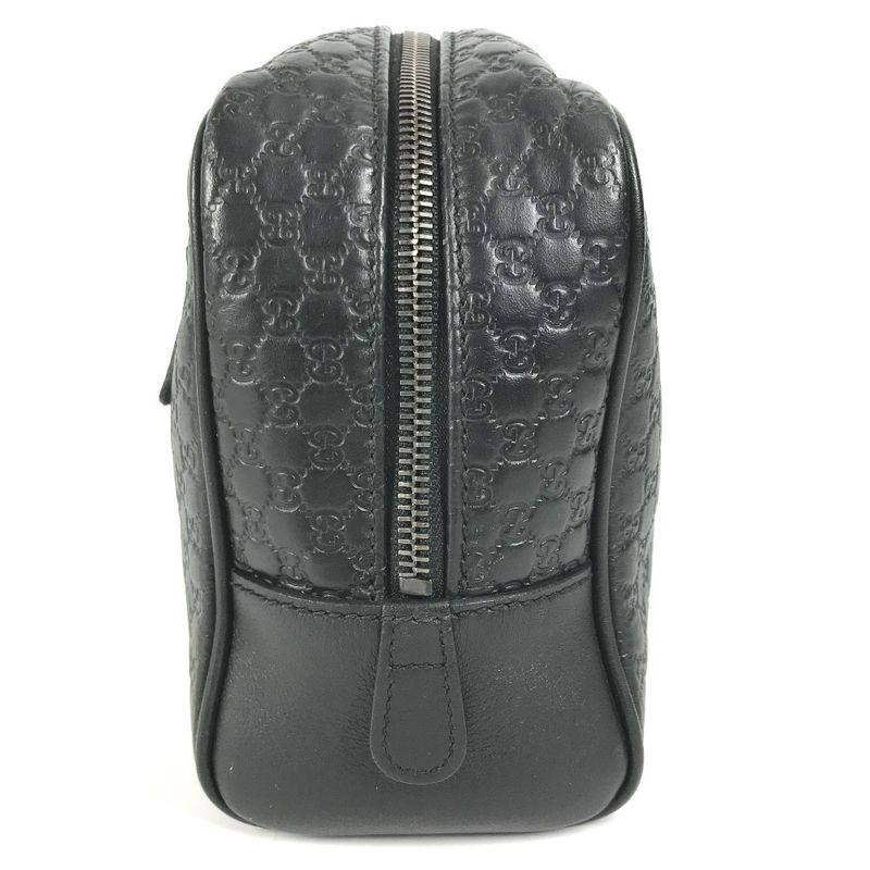 GUCCI Second Bag GG Logo 419775 Shima Leather Black