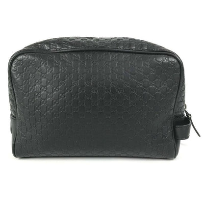 GUCCI Second Bag GG Logo 419775 Shima Leather Black