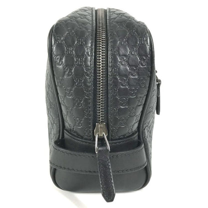 GUCCI Second Bag GG Logo 419775 Shima Leather Black