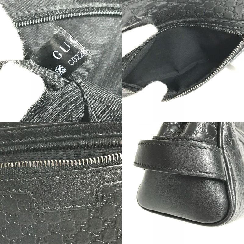 GUCCI Second Bag GG Logo 419775 Shima Leather Black