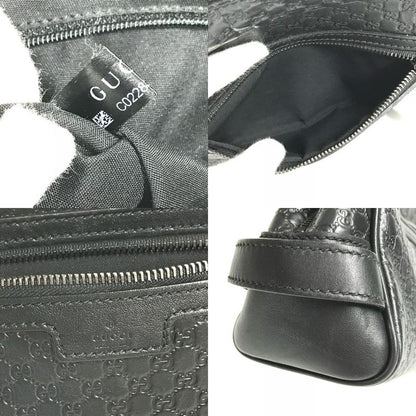 GUCCI Second Bag GG Logo 419775 Shima Leather Black