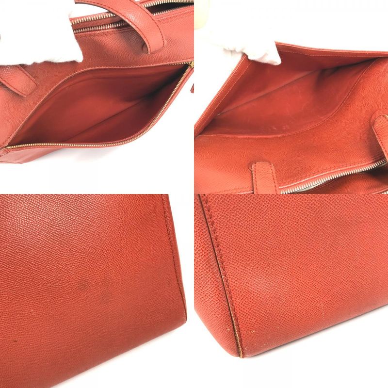 CHANEL Shoulder Bag Leather Orange