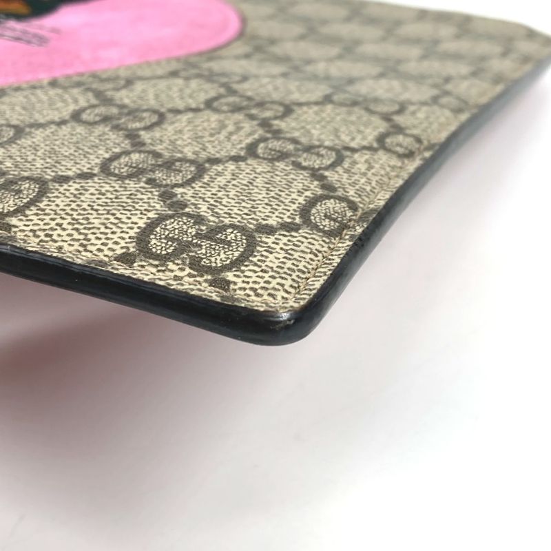 GUCCI Clutch Bag Bosco Applique 506280 GG Supreme Canvas Beige
