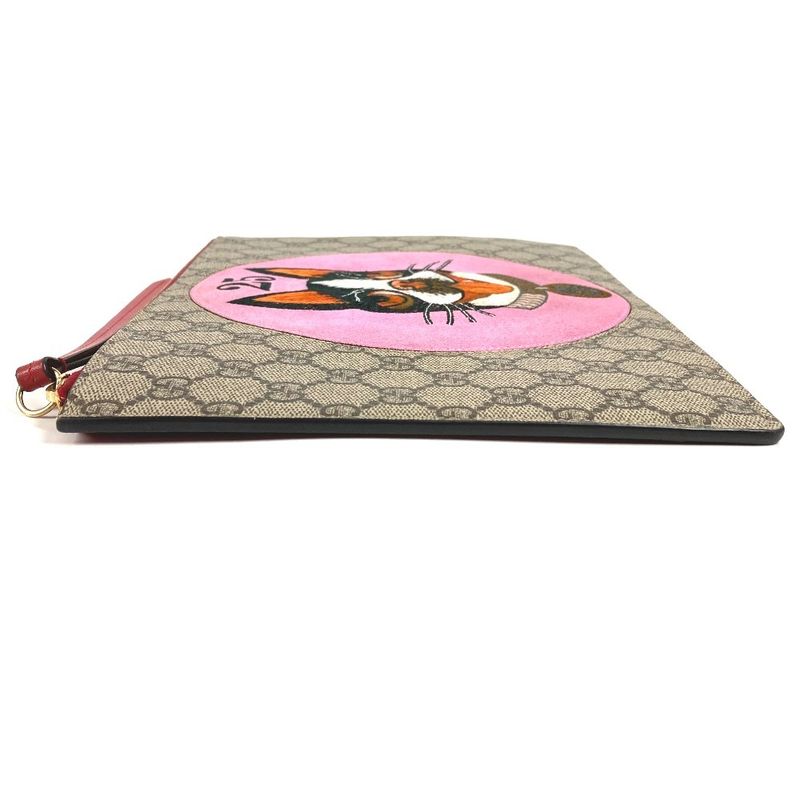 GUCCI Clutch Bag Bosco Applique 506280 GG Supreme Canvas Beige