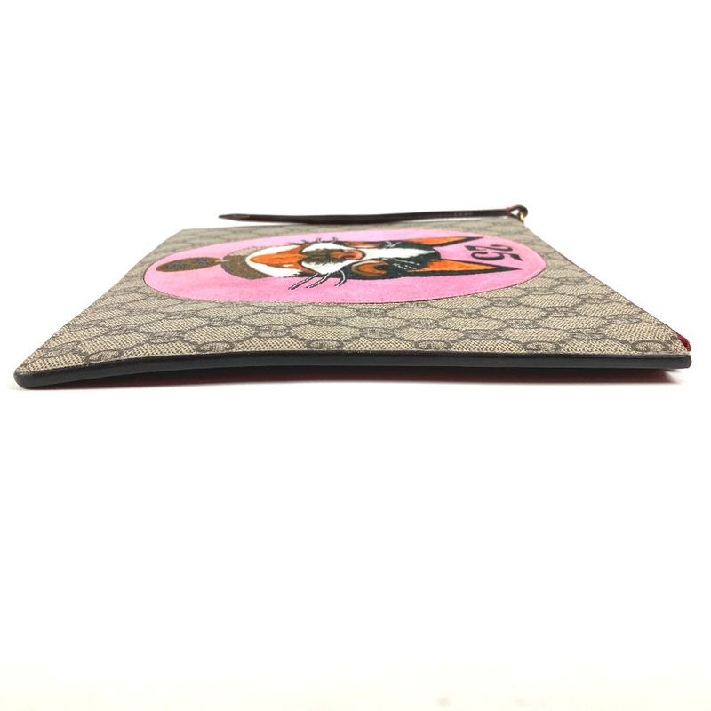 GUCCI Clutch Bag Bosco Applique 506280 GG Supreme Canvas Beige