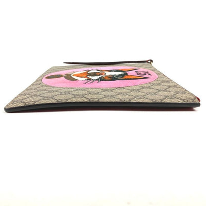 GUCCI Clutch Bag Bosco Applique 506280 GG Supreme Canvas Beige