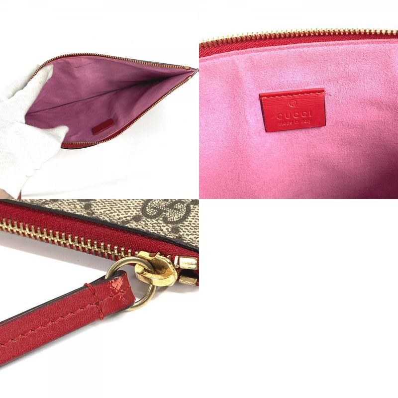 GUCCI Clutch Bag Bosco Applique 506280 GG Supreme Canvas Beige