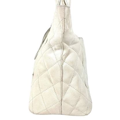 CHANEL Shoulder Bag Reproduction Tote Fringe Tassel Leather Canvas White