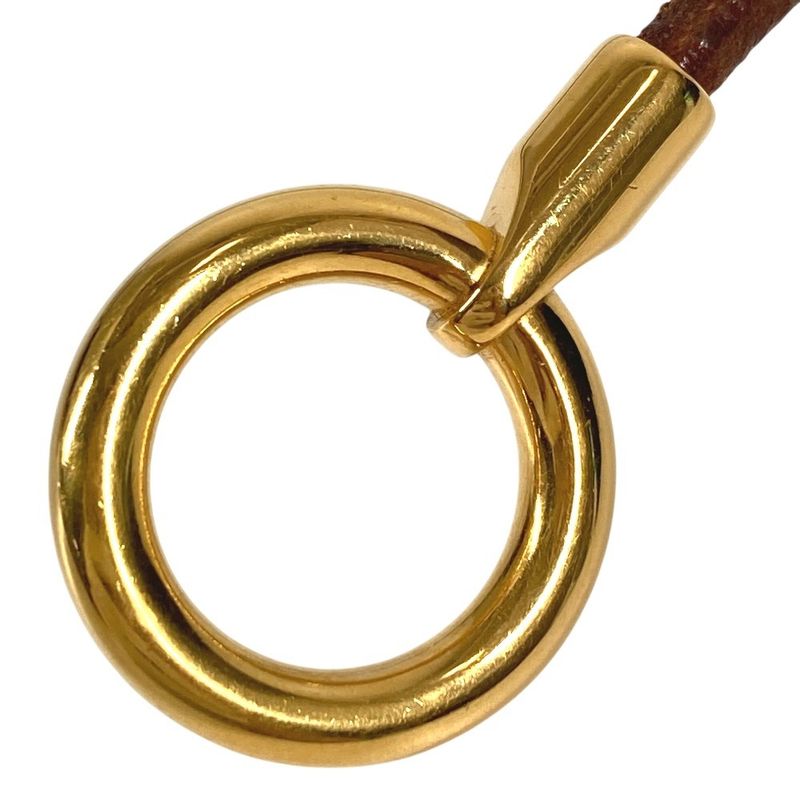 HERMES Bracelet Grennan Logo Double Bracelet Leather Brown