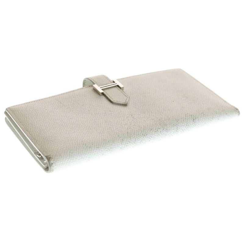 HERMES Bearn Souffle Long Wallet Long Wallet Card Case Silver Hardware K