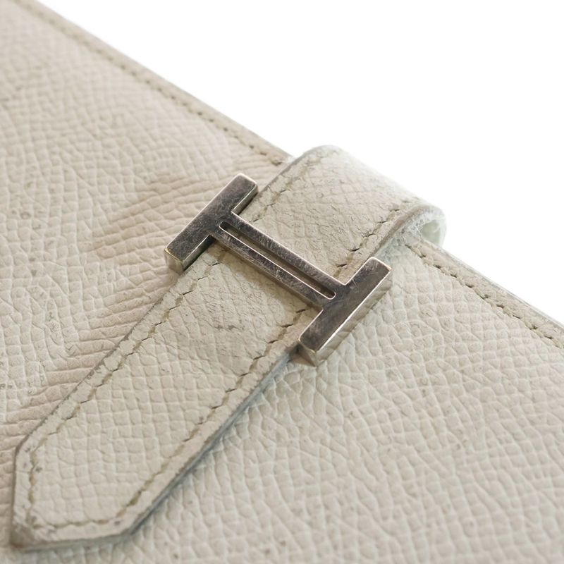 HERMES Bearn Souffle Long Wallet Long Wallet Card Case Silver Hardware K