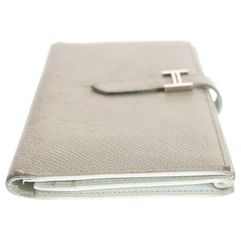 HERMES Bearn Souffle Long Wallet Long Wallet Card Case Silver Hardware K