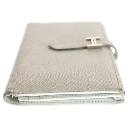 HERMES Bearn Souffle Long Wallet Long Wallet Card Case Silver Hardware K