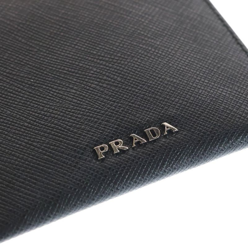 PRADA Sapphire Leather Travel Case Card Case Black 2zh004