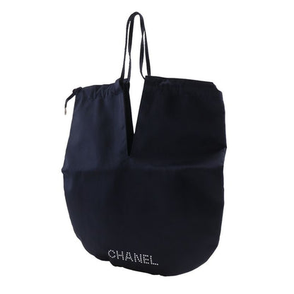 CHANEL Pearl Logo Drawstring A17840 Satin Black Women's Shoulder Bag