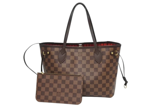 Louis Vuitton Handbag Neverfull PM Damier Ebene Canvas Brown