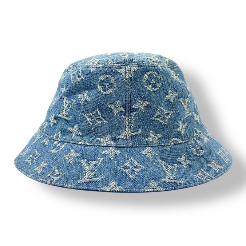 Louis Vuitton Bonnet Monogram Essential Reversible Cotton Bucket Hat 60 Blue