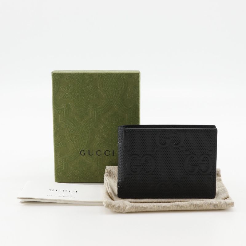 GUCCI GG Embossed Bifold 625559 Cuff Black Men's Billfold