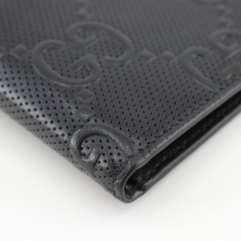 GUCCI GG Embossed Bifold 625559 Cuff Black Men's Billfold
