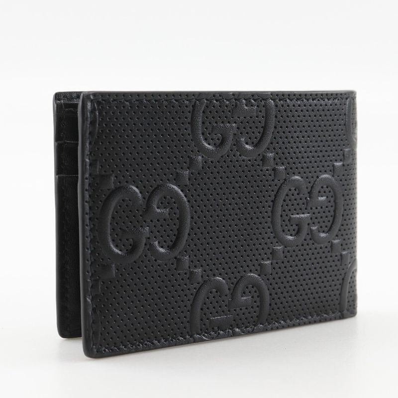 GUCCI GG Embossed Bifold 625559 Cuff Black Men's Billfold