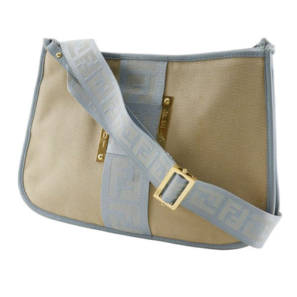 FENDI FF 8bt084 Canvas Beige Light Blue Ladies Shoulder Bag