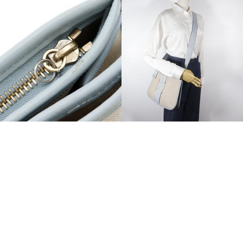 FENDI FF 8bt084 Canvas Beige Light Blue Ladies Shoulder Bag