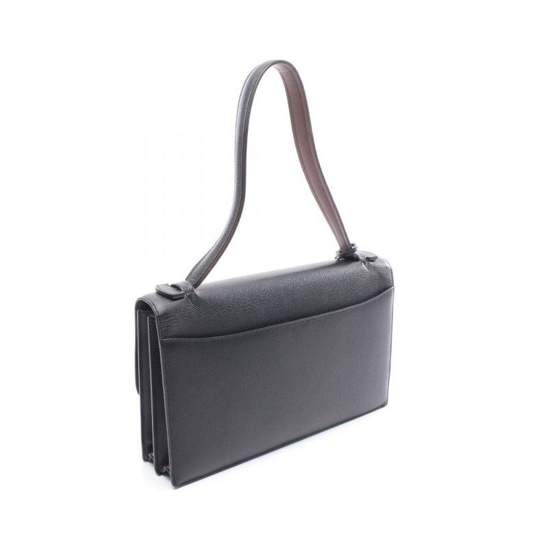 HERMES Shoulder Bag Iriko Elan 32 Black Leather Shoulder Bag Black Ladies Used A
