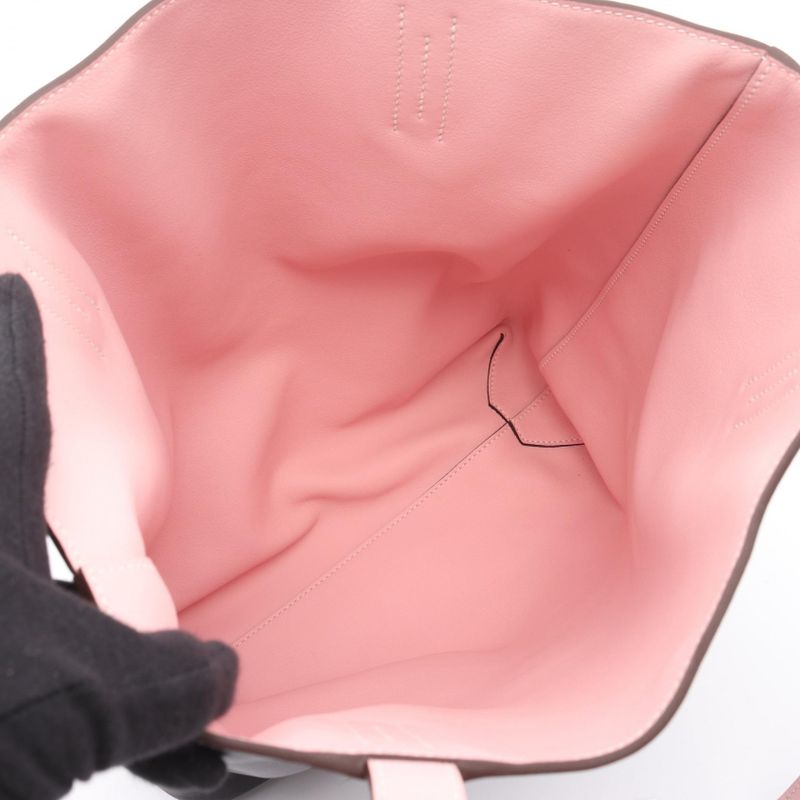 HERMES Tote Bag Neo Double Sens 35 Rose Sakura Ebenne Leather Neo-double Sens