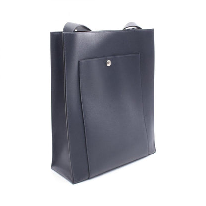 HERMES Tote Bag Cabas Brown Leather Cabas Blue Nuit Men's Used A