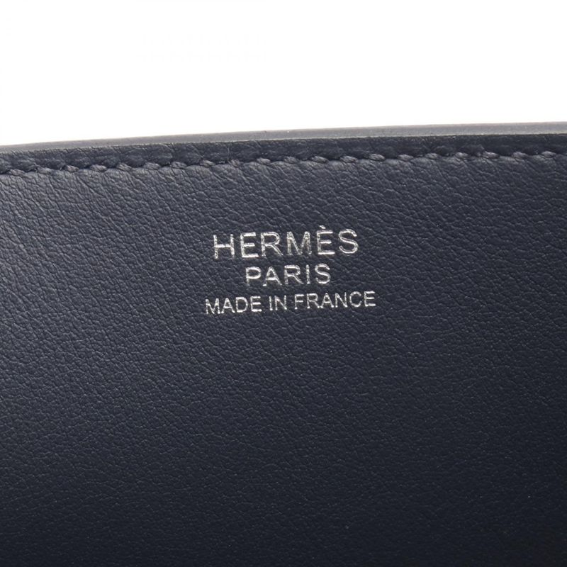 HERMES Tote Bag Cabas Brown Leather Cabas Blue Nuit Men's Used A