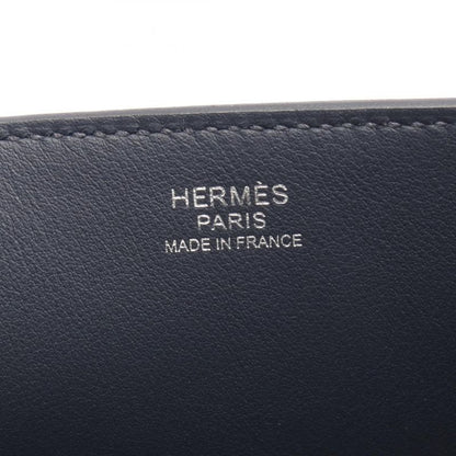 HERMES Tote Bag Cabas Brown Leather Cabas Blue Nuit Men's Used A