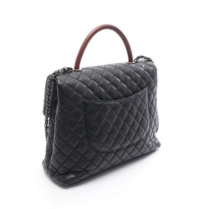 CHANEL Handbag Matelasse Coco Handle Black Caviar Skin (grained Cuff) Exotic