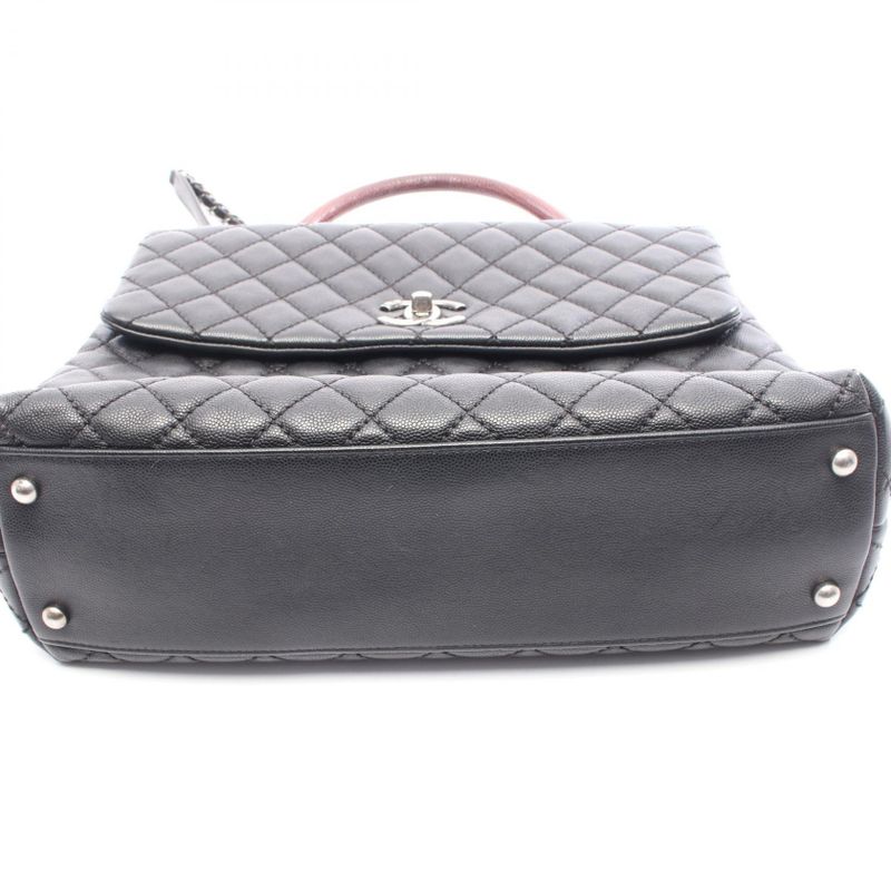CHANEL Handbag Matelasse Coco Handle Black Caviar Skin (grained Cuff) Exotic