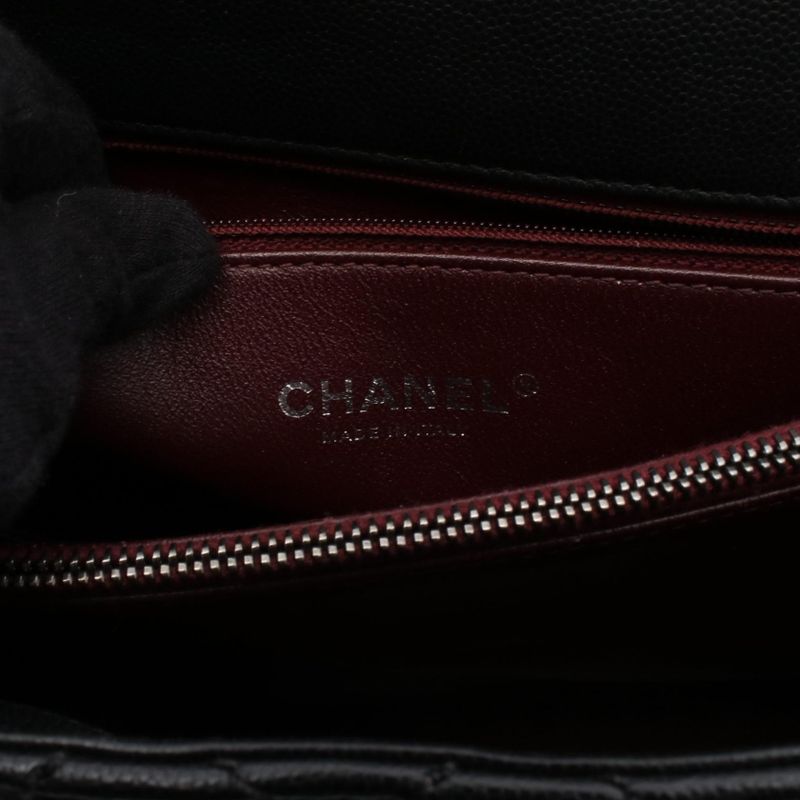 CHANEL Handbag Matelasse Coco Handle Black Caviar Skin (grained Cuff) Exotic