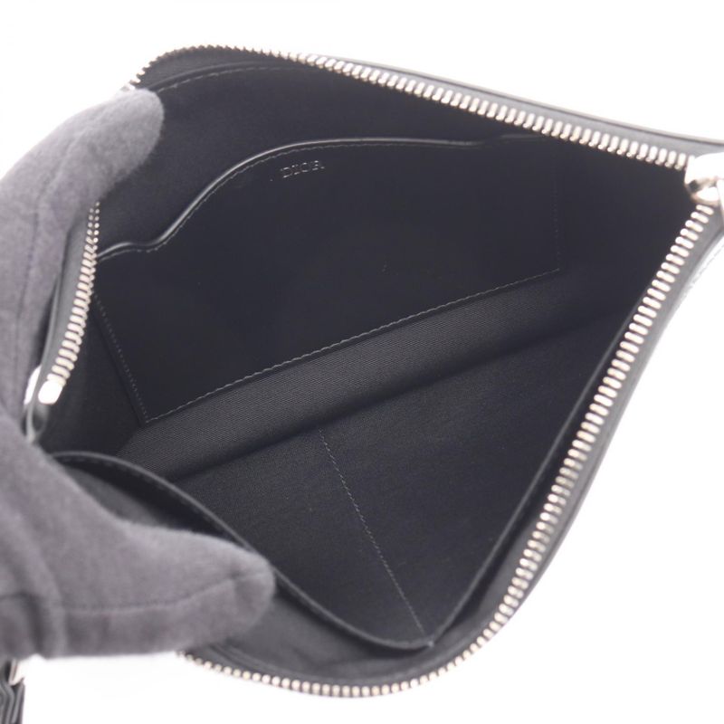 DIOR Second Bag Clutch Bag Black Czech Legre Leather Clutch Bag Men's Used A
