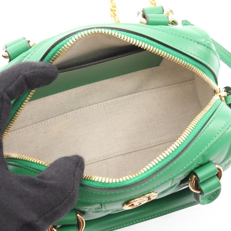 GUCCI Handbag Ggmatelasse 702251 Green Leather Ggmatelasse 2way Handbag Ladies