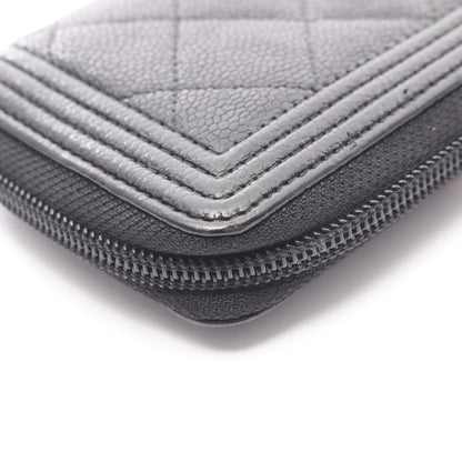 CHANEL Round Wallet Beautiful CHANEL Zip Wallet A80566 Black Leather Beautiful