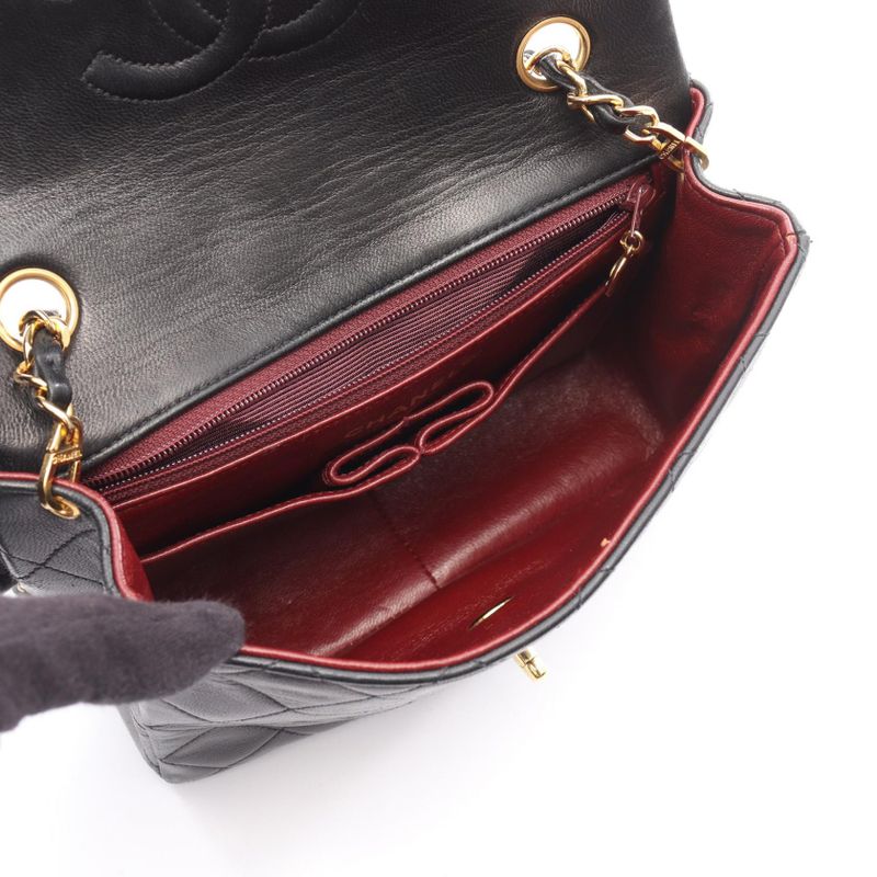 CHANEL Shoulder Bag Mini Matelasse 20 Black Lambskin (sheep Leather) Mini