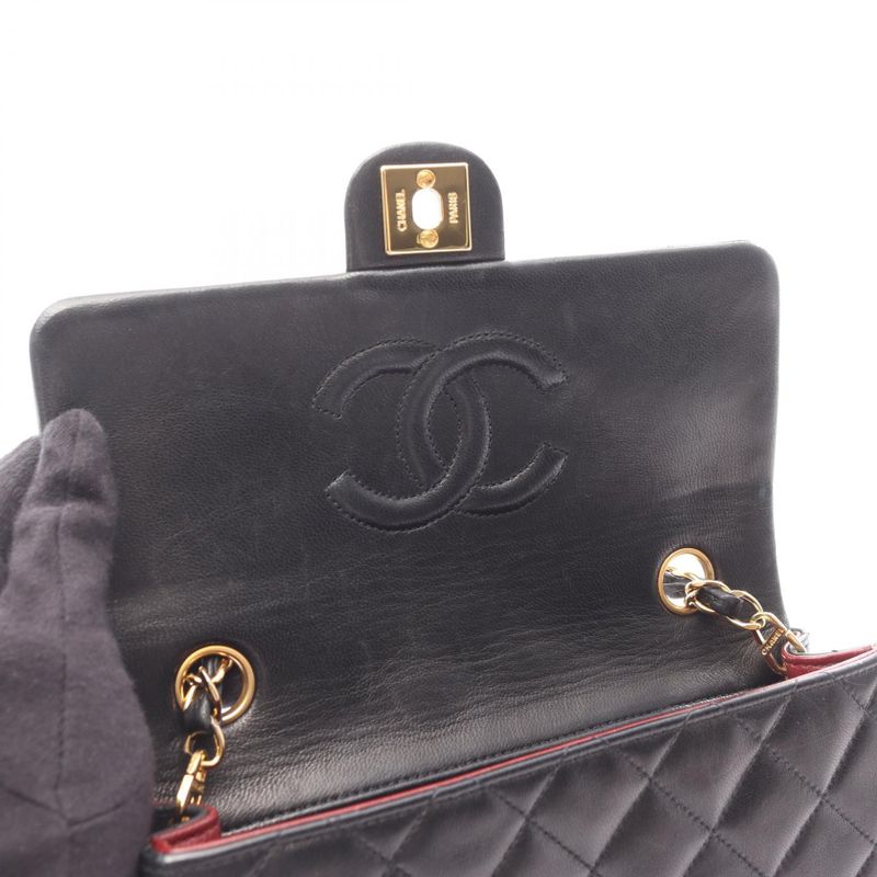 CHANEL Shoulder Bag Mini Matelasse 20 Black Lambskin (sheep Leather) Mini