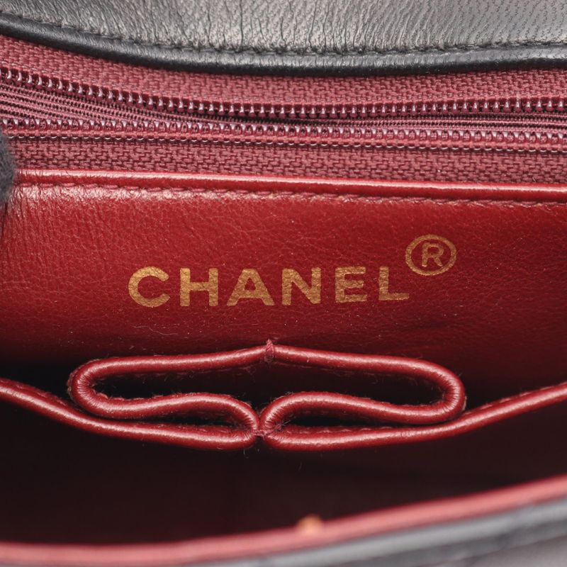 CHANEL Shoulder Bag Mini Matelasse 20 Black Lambskin (sheep Leather) Mini