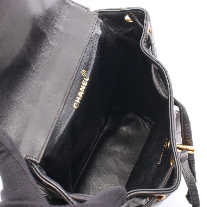 CHANEL Rucksack Sac Backpack Matelasse Black Lambskin (sheep Leather) Matelasse