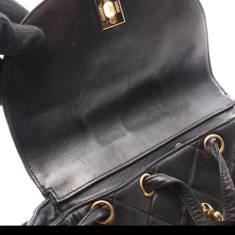 CHANEL Rucksack Sac Backpack Matelasse Black Lambskin (sheep Leather) Matelasse