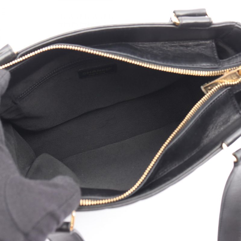 CHANEL Tote Bag Chocolate Bar Black Lambskin (sheep Leather) Choco Bar Tote Bag