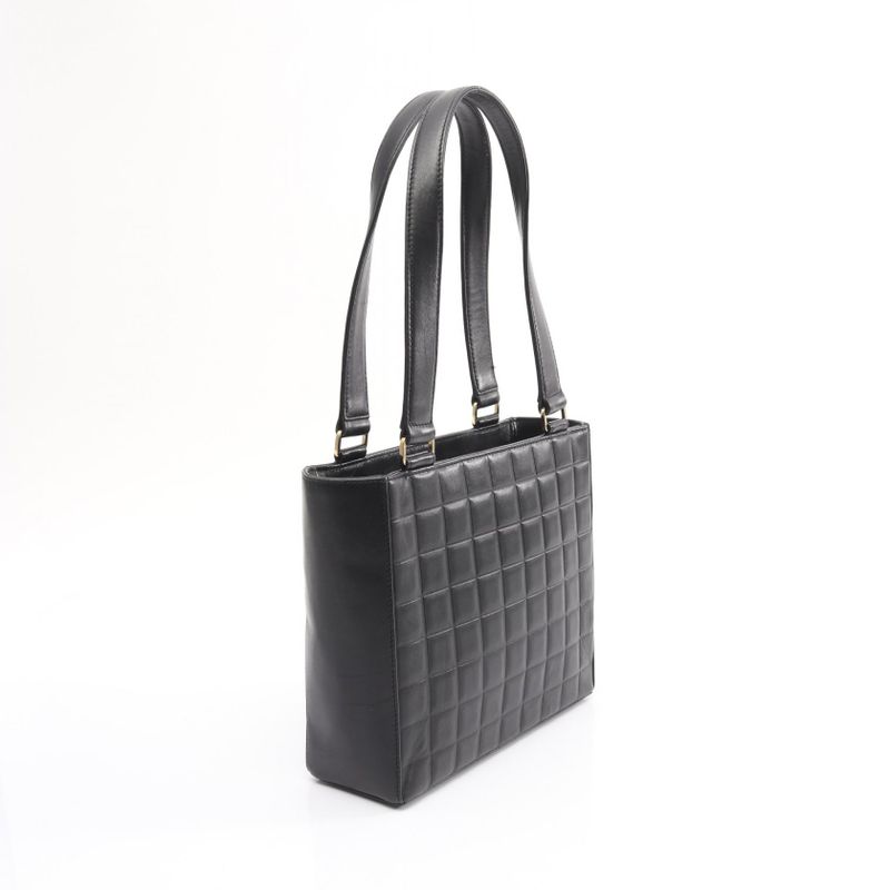 CHANEL Tote Bag Chocolate Bar Black Lambskin (sheep Leather) Choco Bar Tote Bag