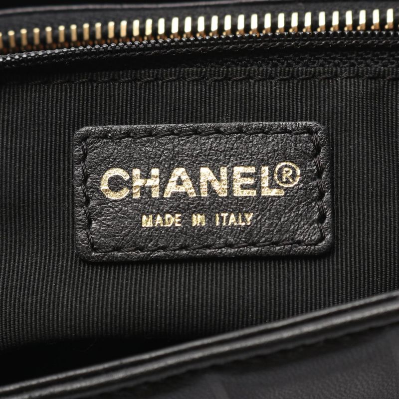 CHANEL Tote Bag Chocolate Bar Black Lambskin (sheep Leather) Choco Bar Tote Bag