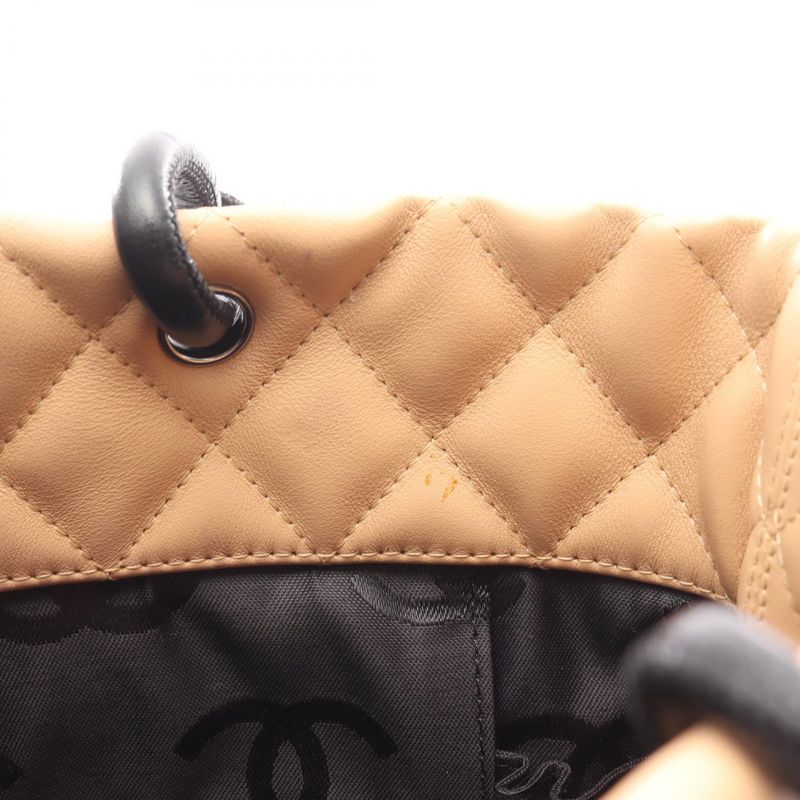 CHANEL Tote Bag Cambon Line Medium Beige Black Leather Cambon Medium Tote