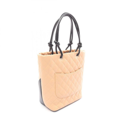 CHANEL Tote Bag Cambon Line Medium Beige Black Leather Cambon Medium Tote
